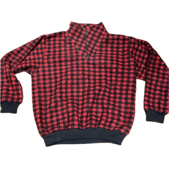 Other - Badge Black and Red Checkered Sherpa Fleece Jacket